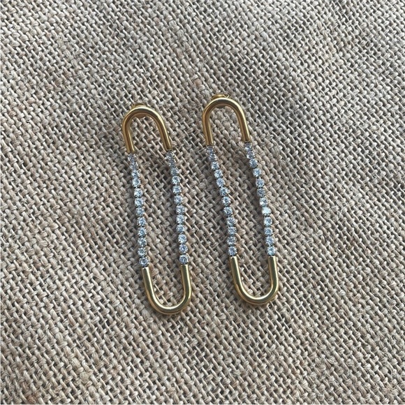 Exaggerated Oval U Shaped Long Dangle Earring Geometric Paperclip Zircon New - Picture 3 of 8